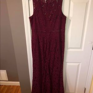 Burgundy lace long dress